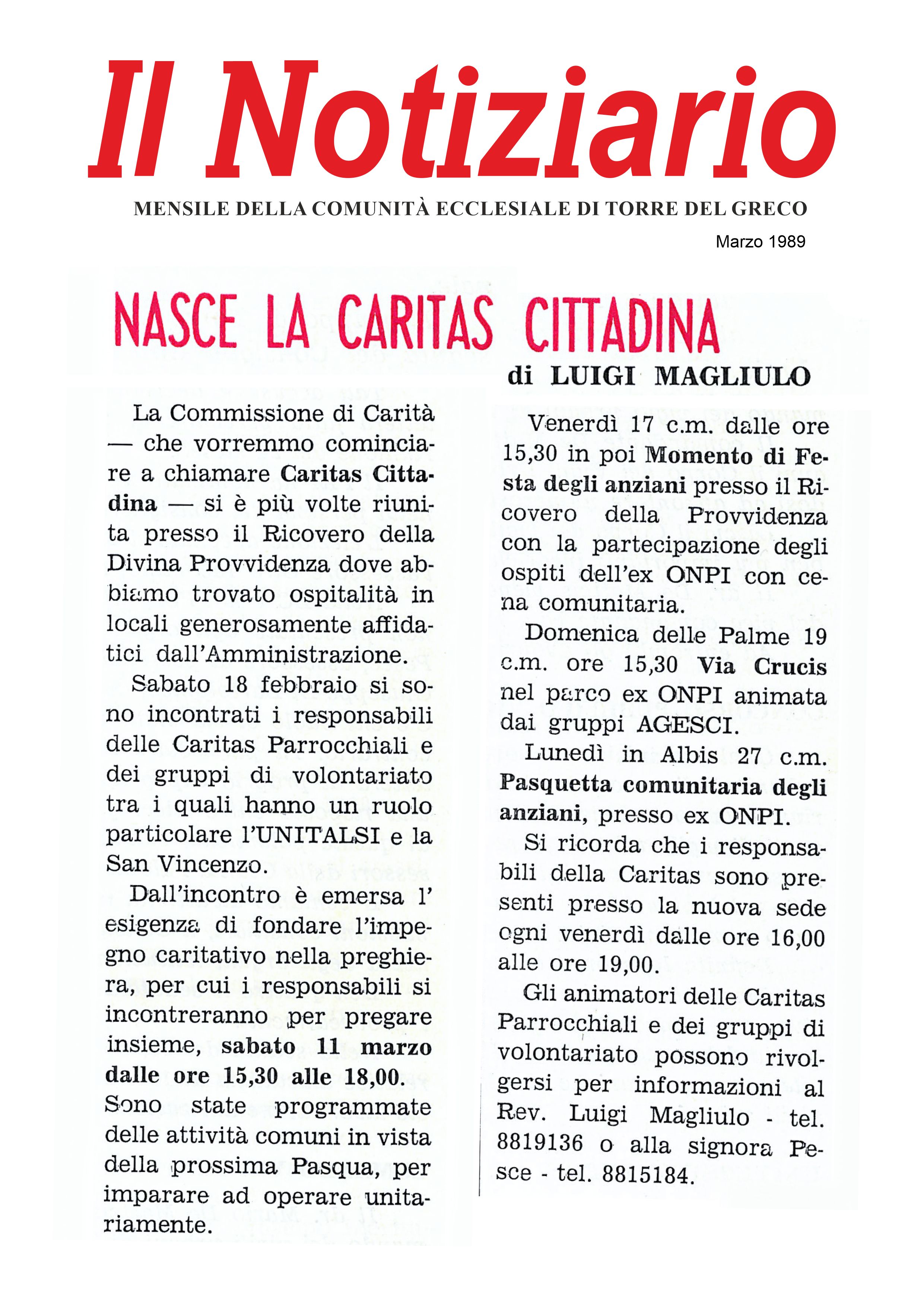 Anteprima: Nasce la Caritas cittadina