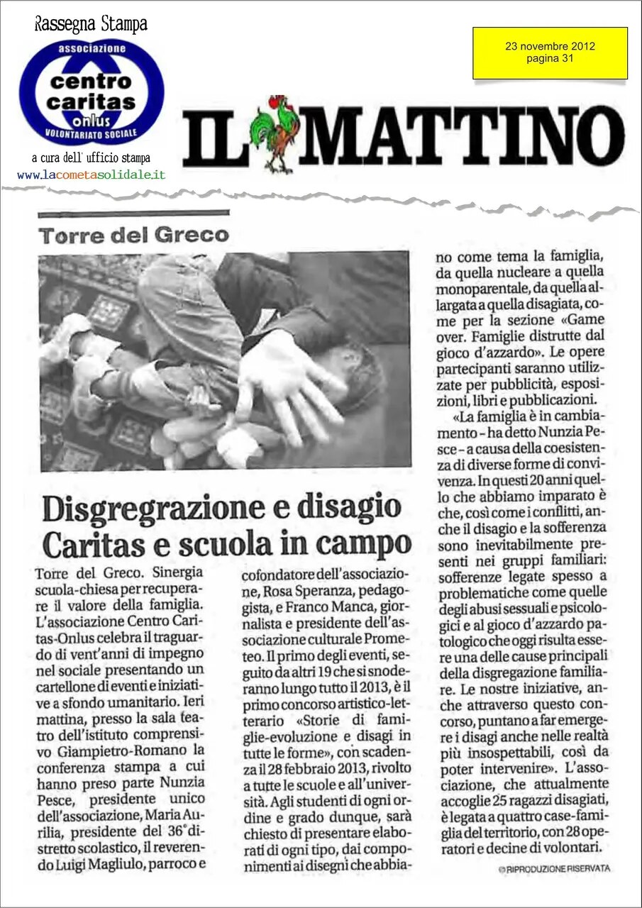 Anteprima: Disgregazione e disagio: Caritas e scuola in campo