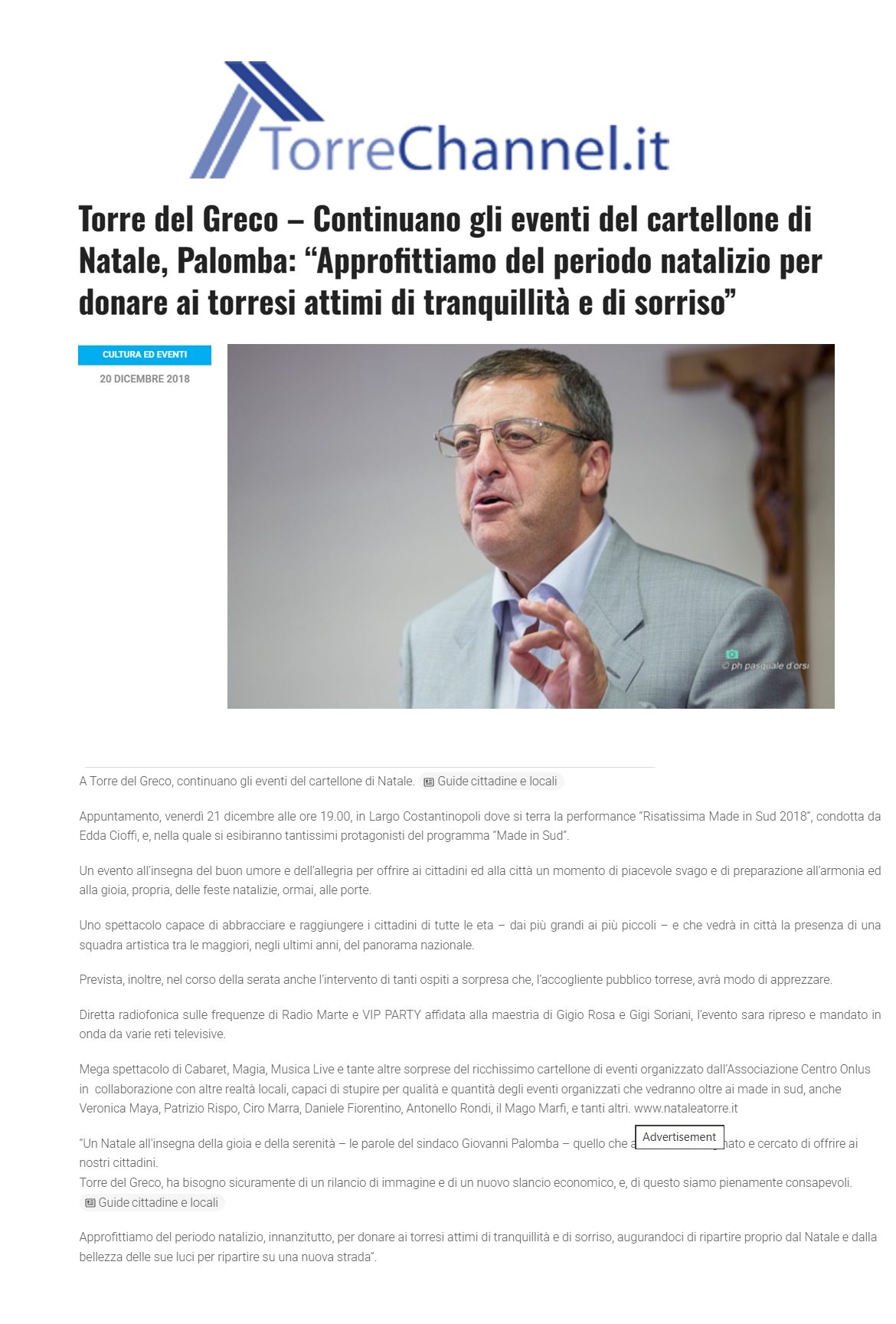Anteprima: Donare ai torresi attimi di tranquillità e di sorriso