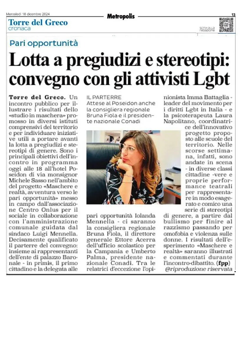 Anteprima: Lotta a pregiudizi e stereotipi: convegno con gli attivisti LGBT