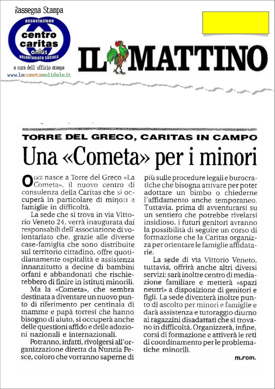 Anteprima: Una Cometa per i minori